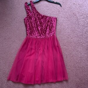 Speechless Fuchsia Sequin One-Shoulder Dress